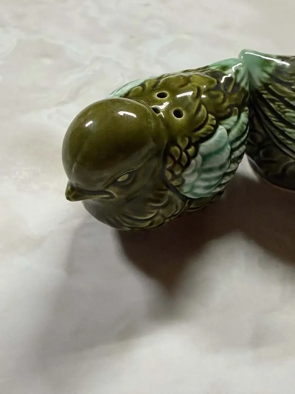 Vintage Ceramic Green Bird Salt and Pepper Shakers